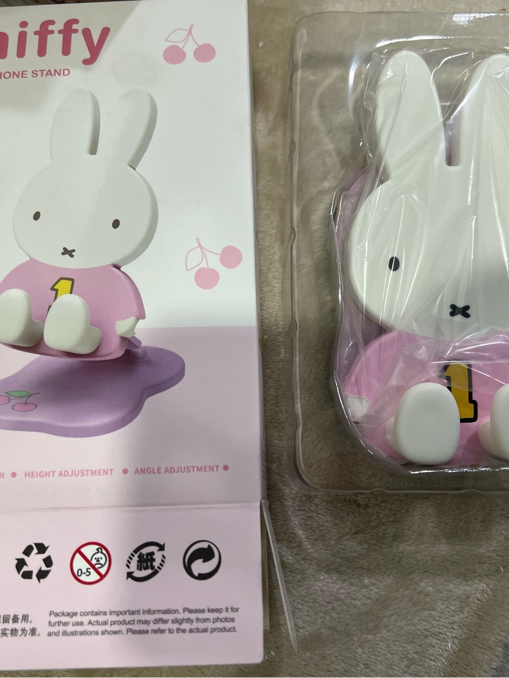miffy White & Pink Bunny Phone Holder with Yellow Detail